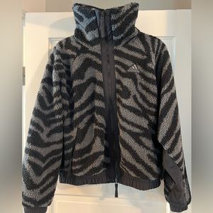 Adidas zebra striped fleece jacket size small